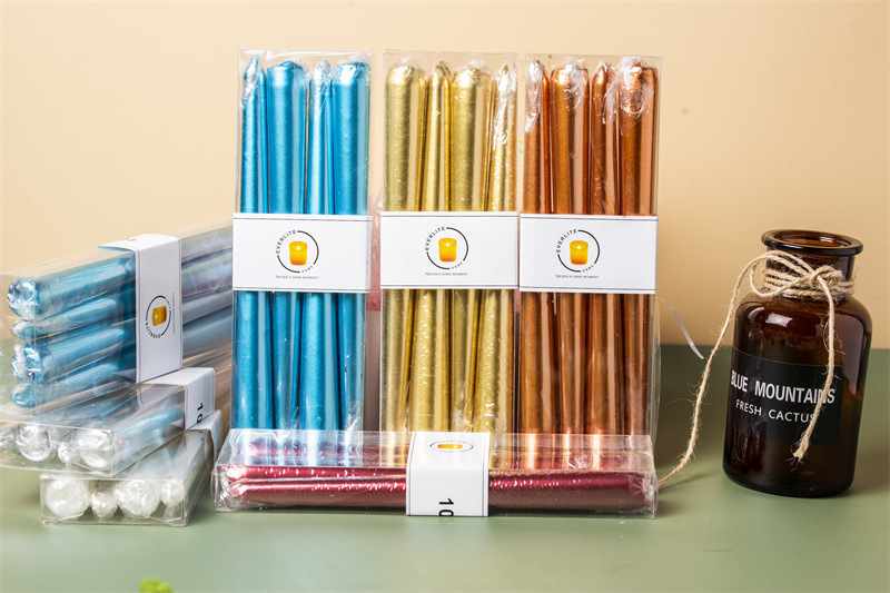 Colorful Metallic Lacquered Taper Candle