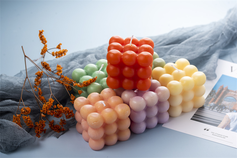 Colorful Rubik's Cube Shape Scented Candle in Living Room Bedroom